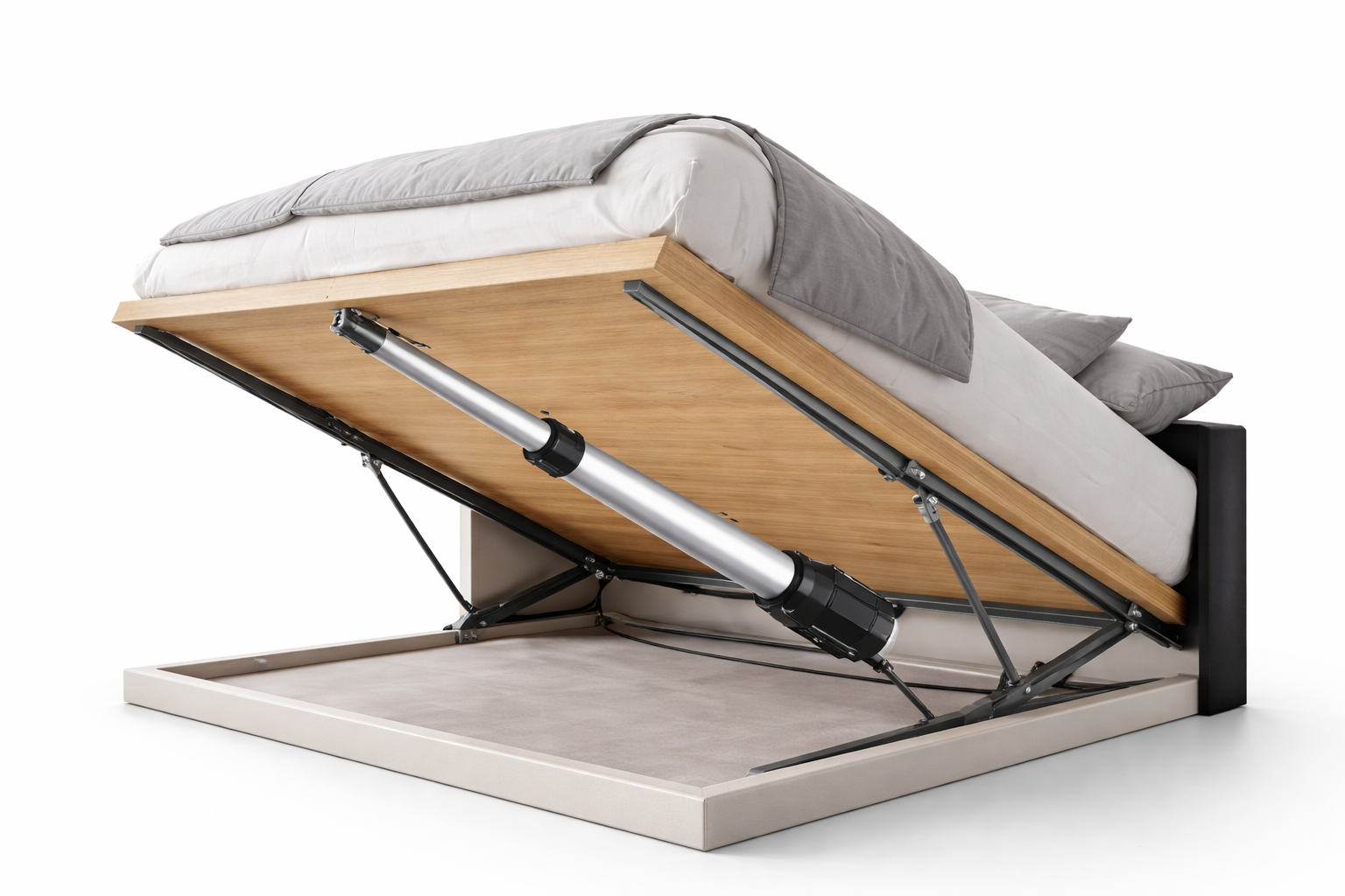 Cama abatible con actuador lineal integrado en la estructura