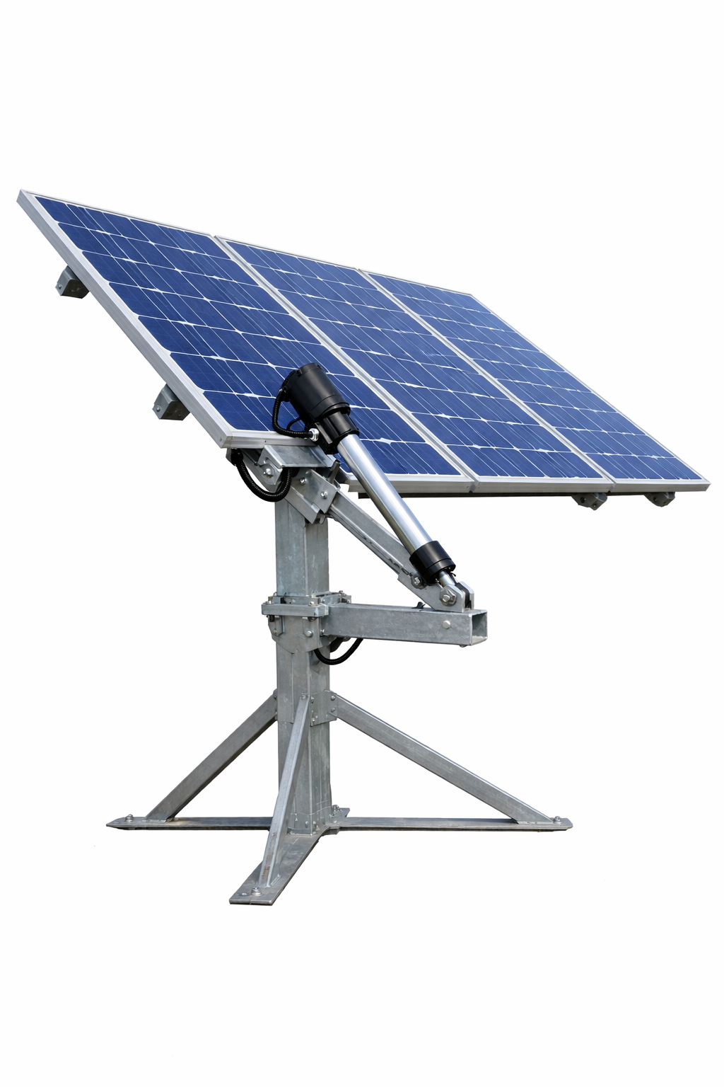 Placa solar con actuador lineal integrada en una estructura orientable